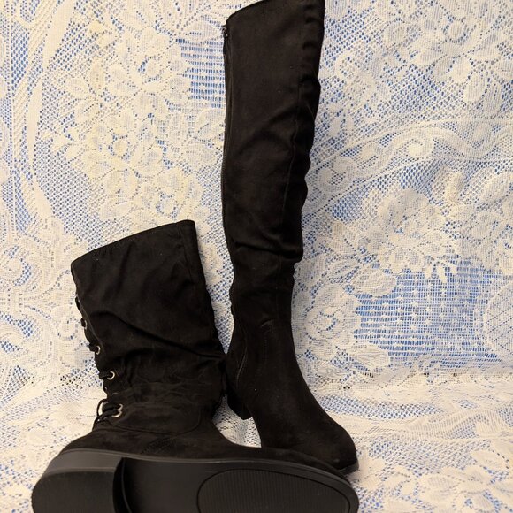 Black Suede Knee-high Boots - new without tags - Picture 1 of 3